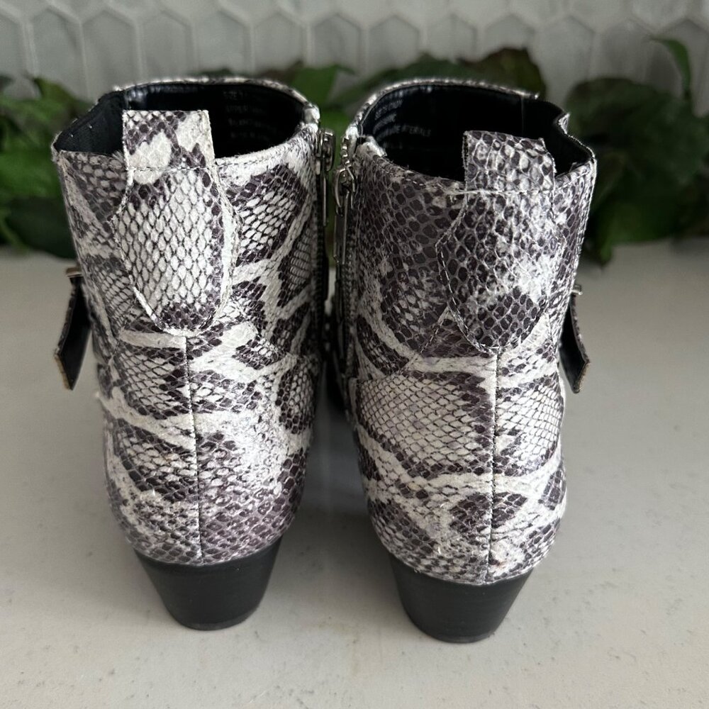 Snake Print Ankle Boots With Studded Straps & Buckles By Jane And The Shoe - Picture 5 of 12